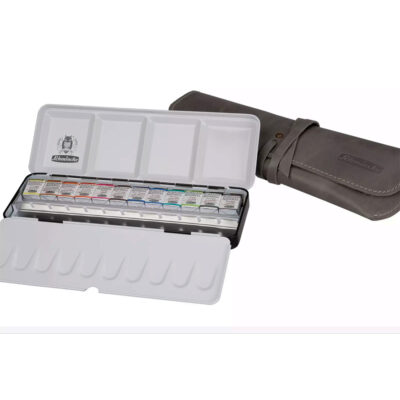 Acuarelas HORADAM® AQUARELL 12 con Estuche de Cuero Gris